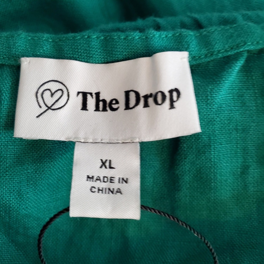 The Drop Women's Green 100% Linen Cutout Ring Detail Midi Dress XL Resort Lagen - Picture 7 of 16
